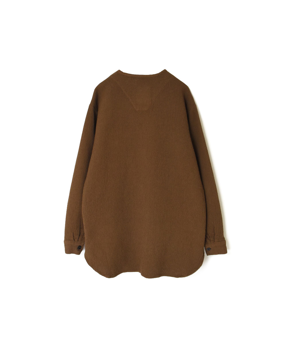 INHT2203WPD (シャツ) WAFFLE PLAIN OVERDYE HENLY NECK SHIRT