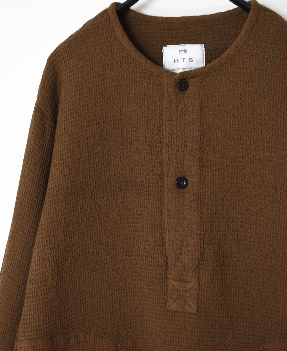 INHT2203WPD (シャツ) WAFFLE PLAIN OVERDYE HENLY NECK SHIRT