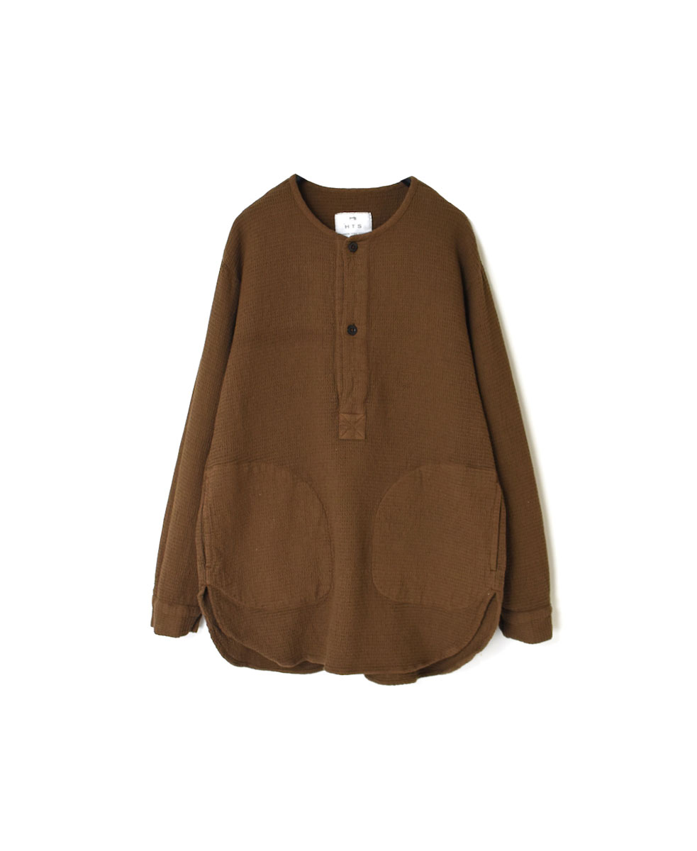 INHT2203WPD (シャツ) WAFFLE PLAIN OVERDYE HENLY NECK SHIRT
