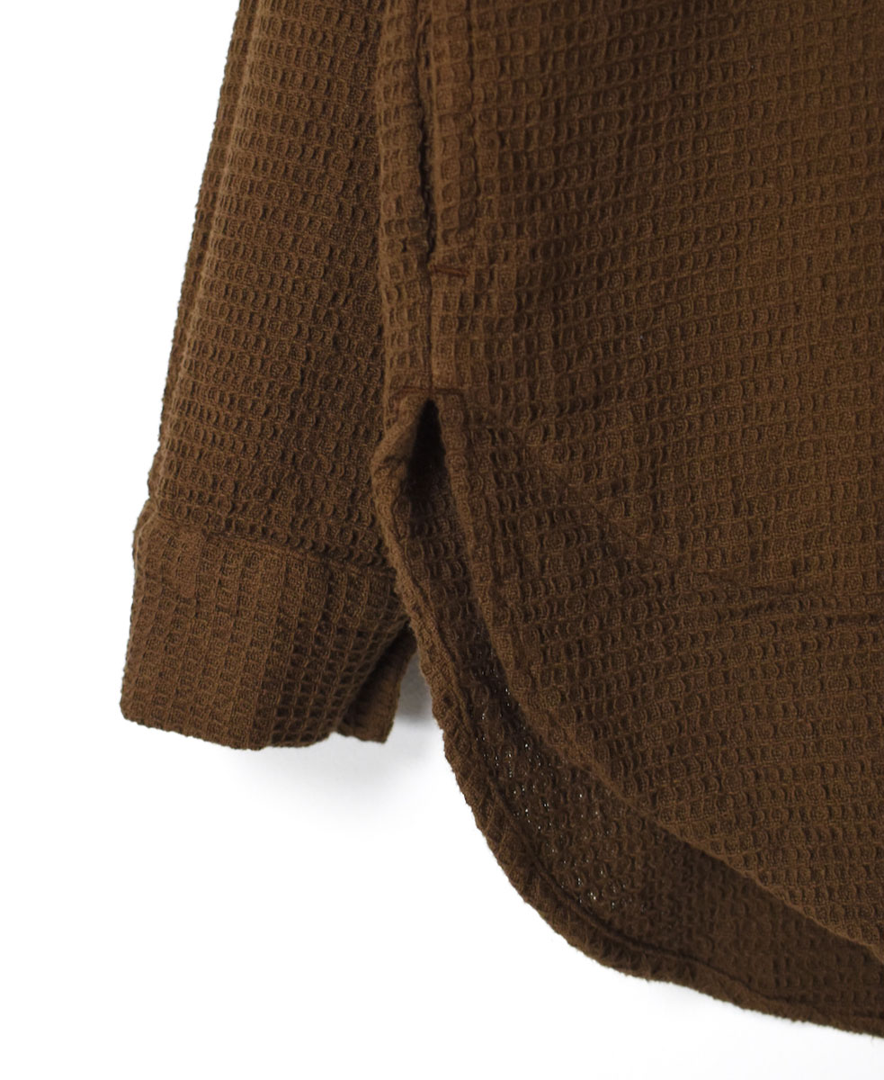 INHT2203WPD (シャツ) WAFFLE PLAIN OVERDYE HENLY NECK SHIRT