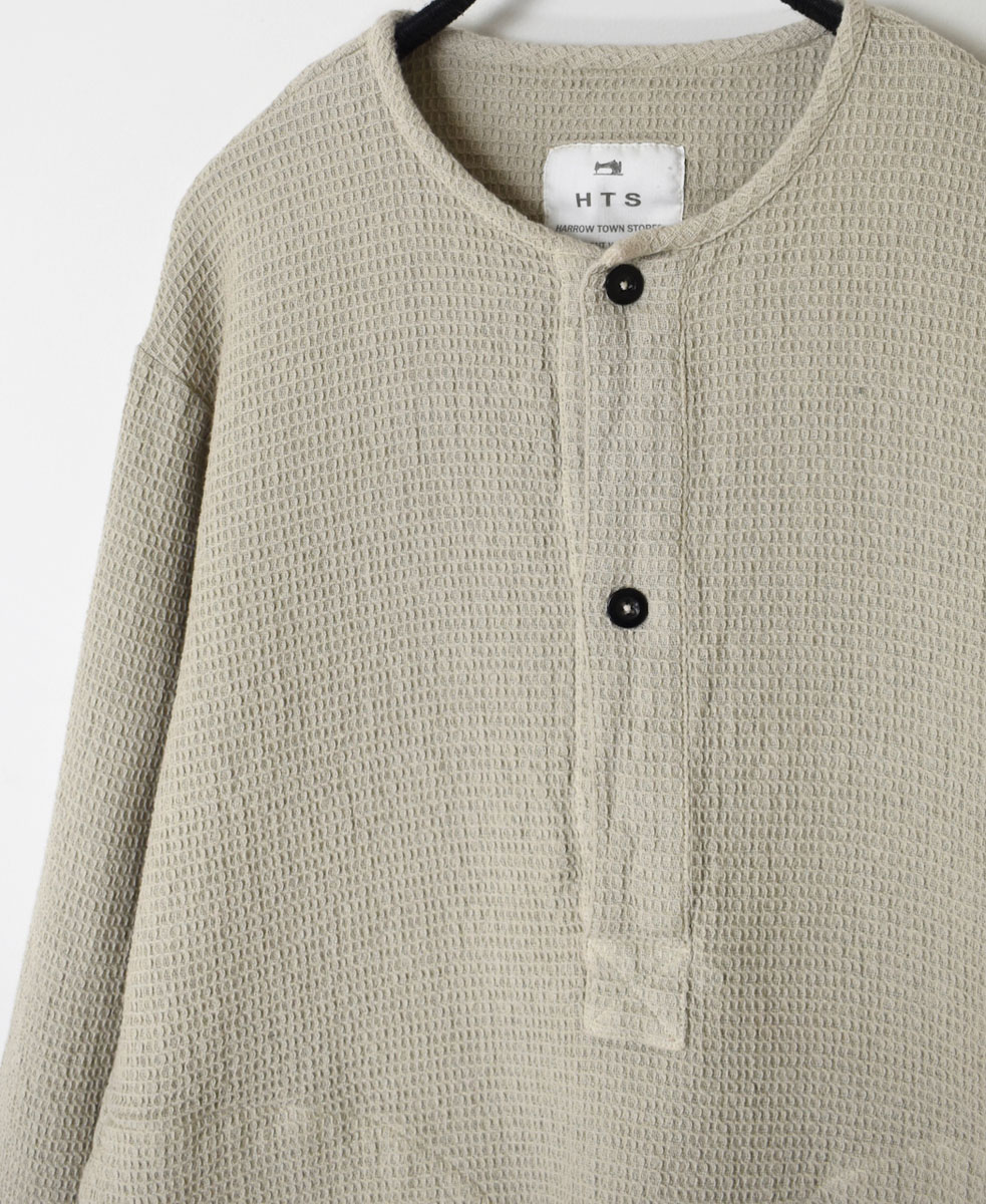 INHT2203WPD (シャツ) WAFFLE PLAIN OVERDYE HENLY NECK SHIRT