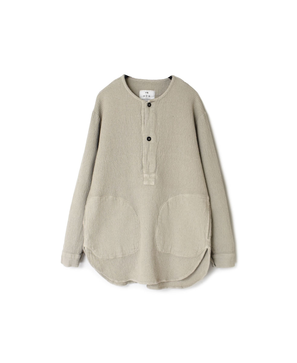 INHT2203WPD (シャツ) WAFFLE PLAIN OVERDYE HENLY NECK SHIRT