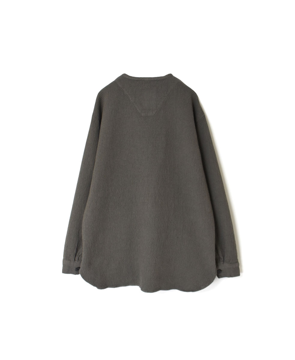 INHT2203WPD (シャツ) WAFFLE PLAIN OVERDYE HENLY NECK SHIRT