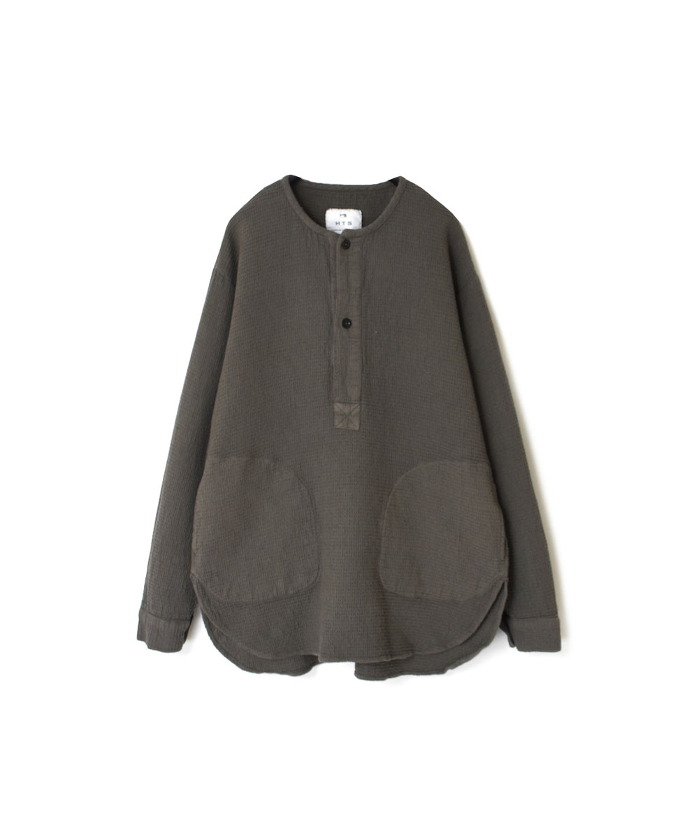 INHT2203WPD (シャツ) WAFFLE PLAIN OVERDYE HENLY NECK SHIRT