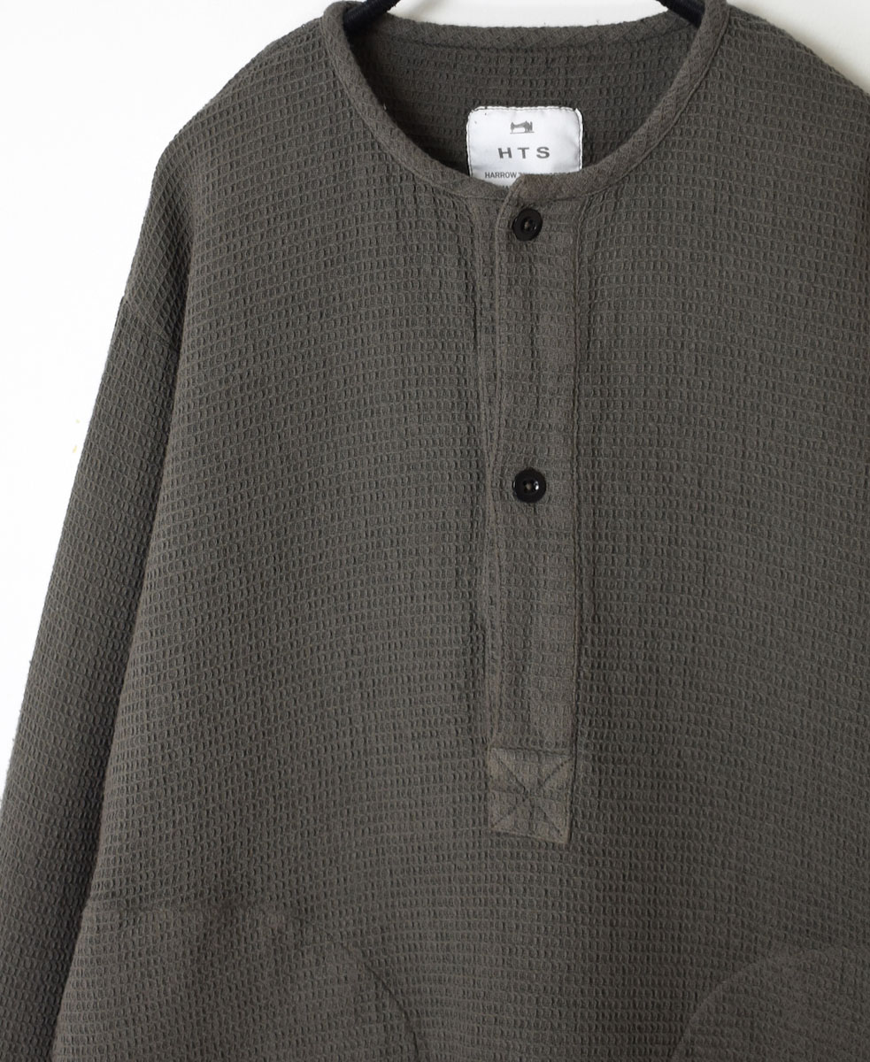 INHT2203WPD (シャツ) WAFFLE PLAIN OVERDYE HENLY NECK SHIRT