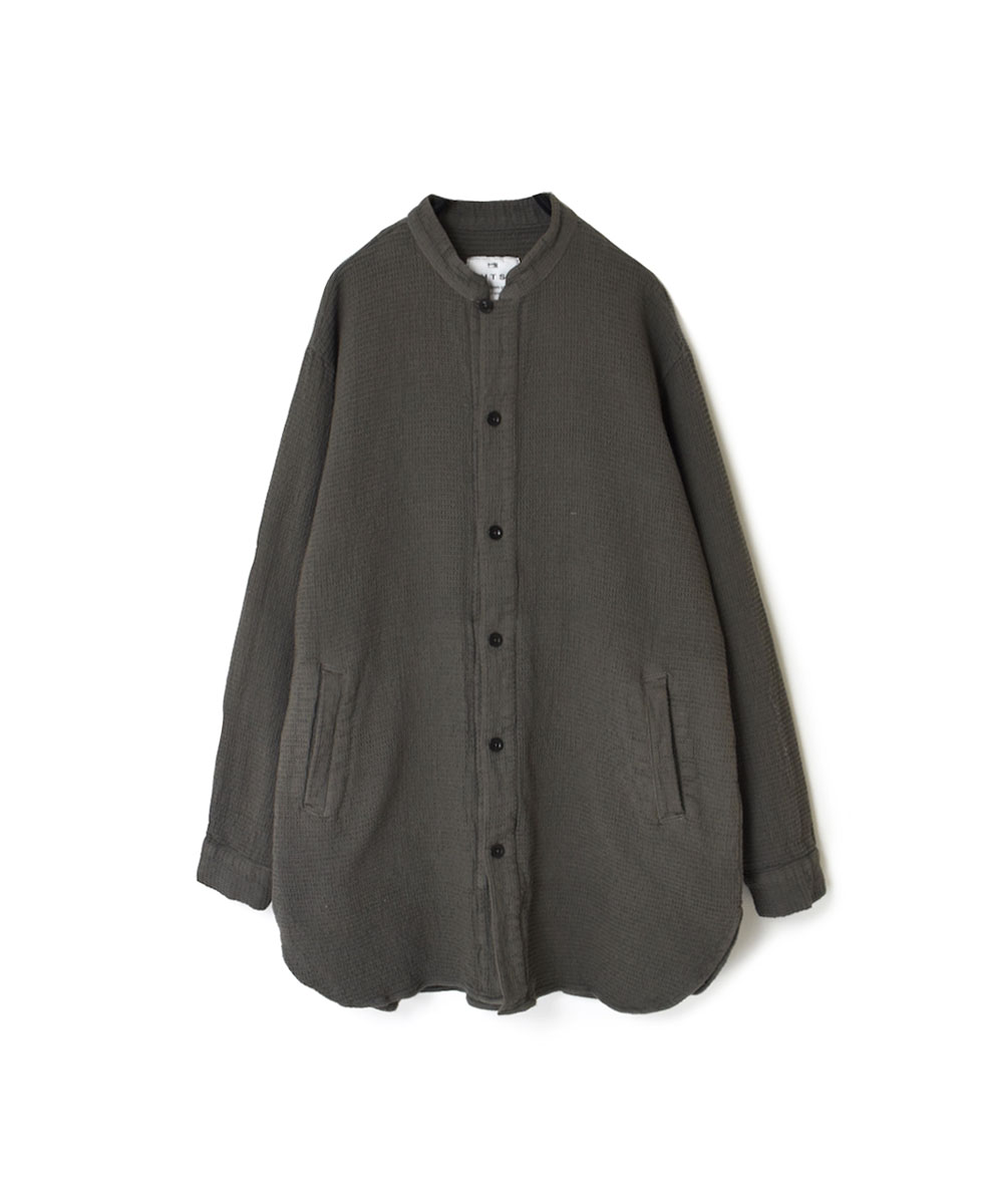 INHT2362WPD (シャツ) WAFFLE PLAIN OVERDYE STAND COLLAR SHIRTS