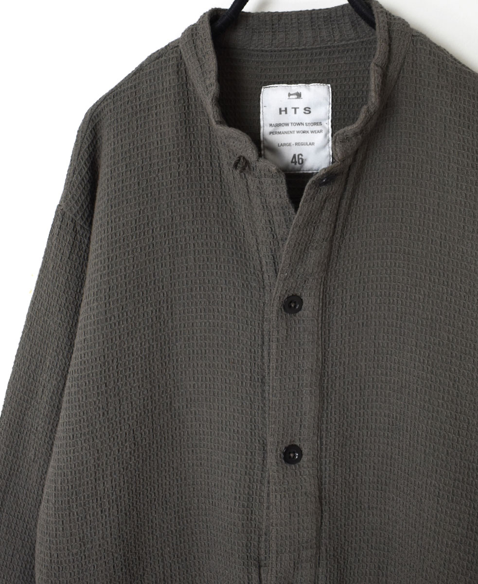 INHT2362WPD (シャツ) WAFFLE PLAIN OVERDYE STAND COLLAR SHIRTS