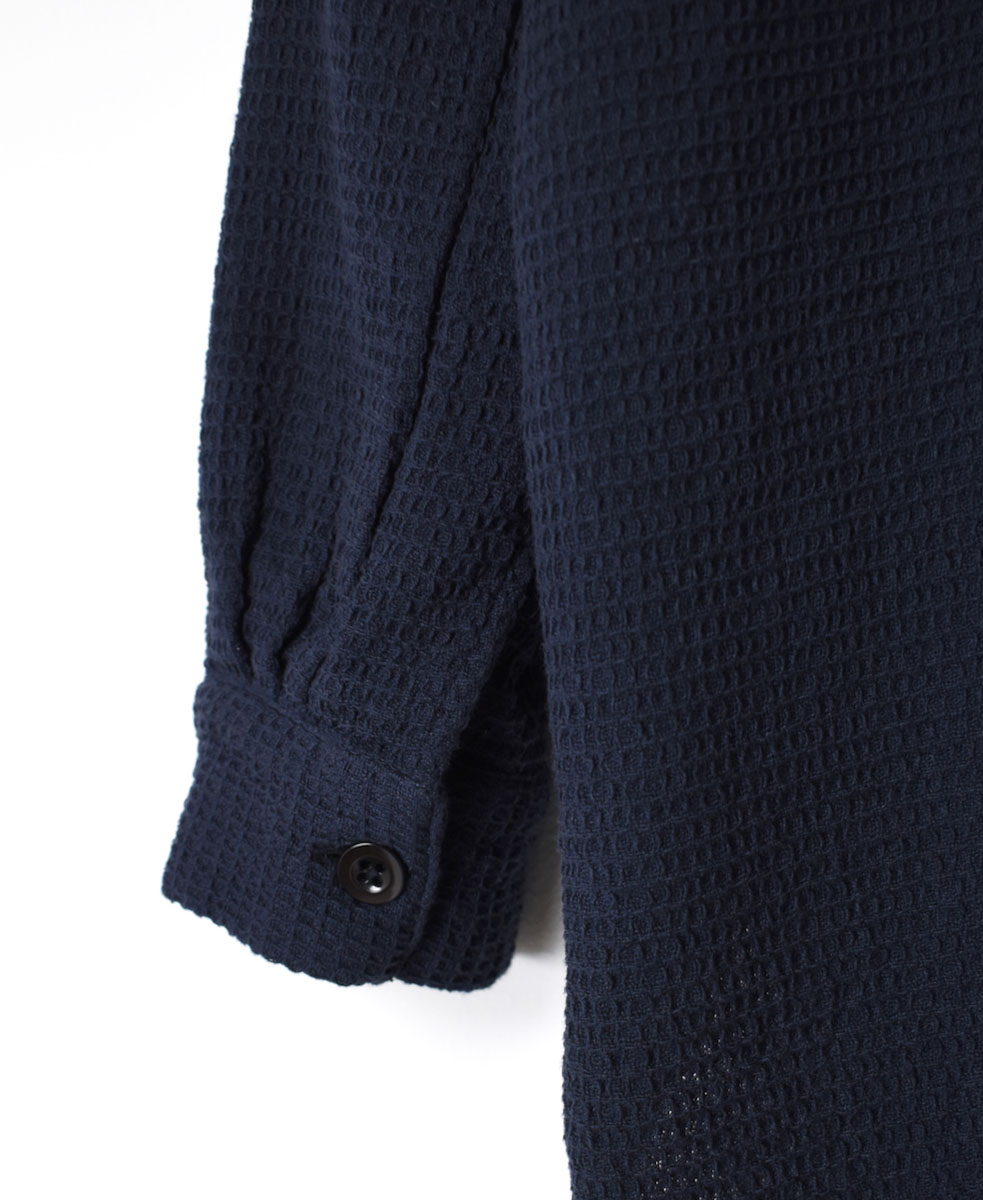 INHT2362WPD (シャツ) WAFFLE PLAIN OVERDYE STAND COLLAR SHIRTS