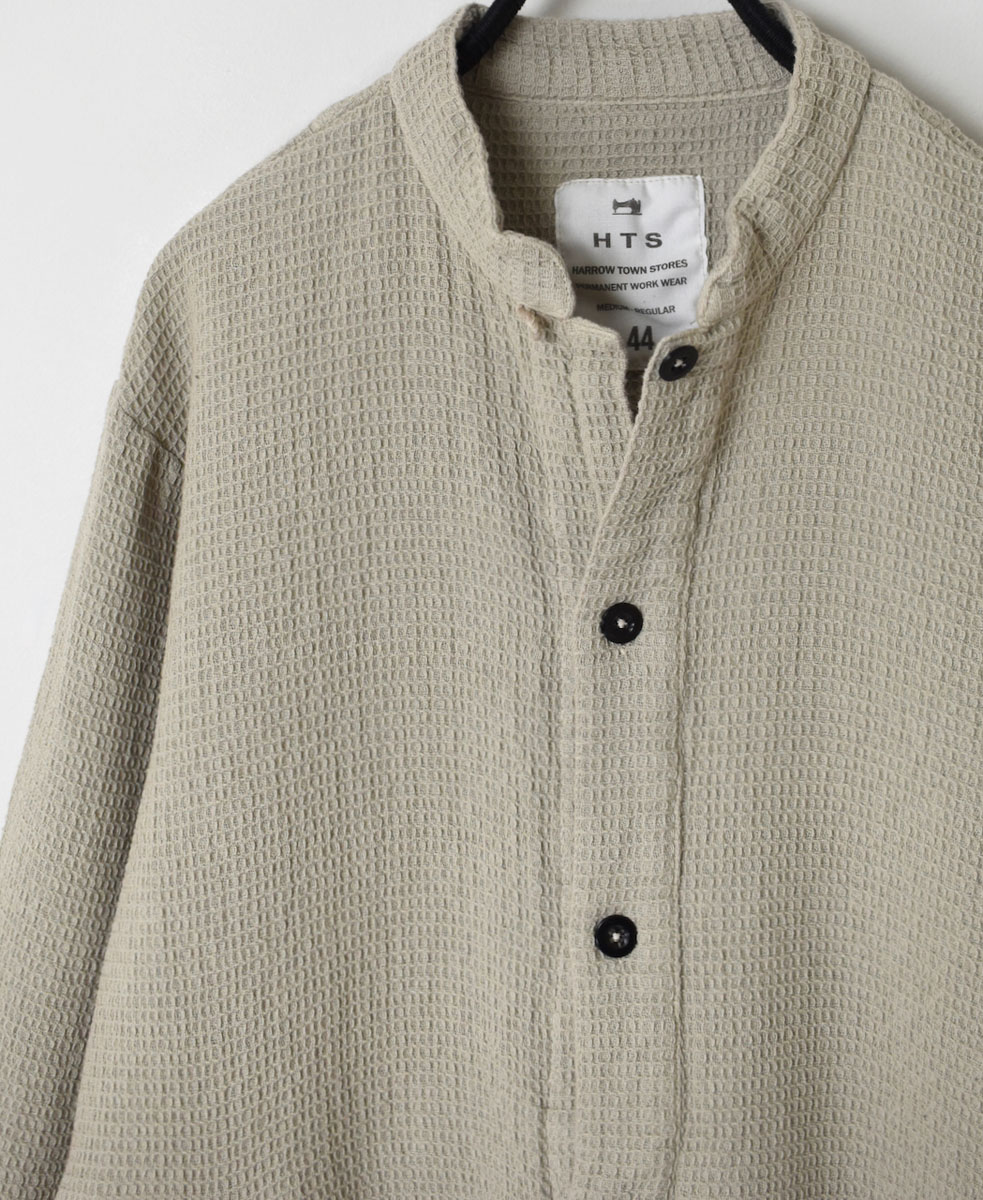 INHT2362WPD (シャツ) WAFFLE PLAIN OVERDYE STAND COLLAR SHIRTS
