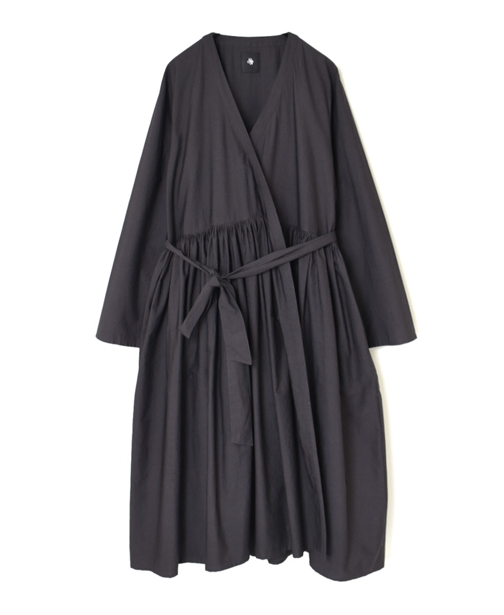 NMDS21554 (ワンピース) 40’S ORGANIC POPLIN RAJASTHAN TUCK GATHERED WRAP DRESS