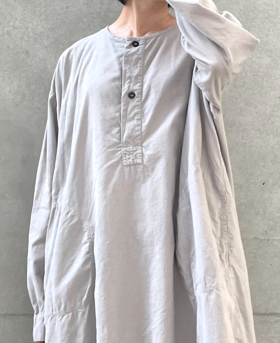 INHT2301CD (ロングシャツ) 26WALES CORDUROY OVERDYE HENLY NECK LONG SHIRT
