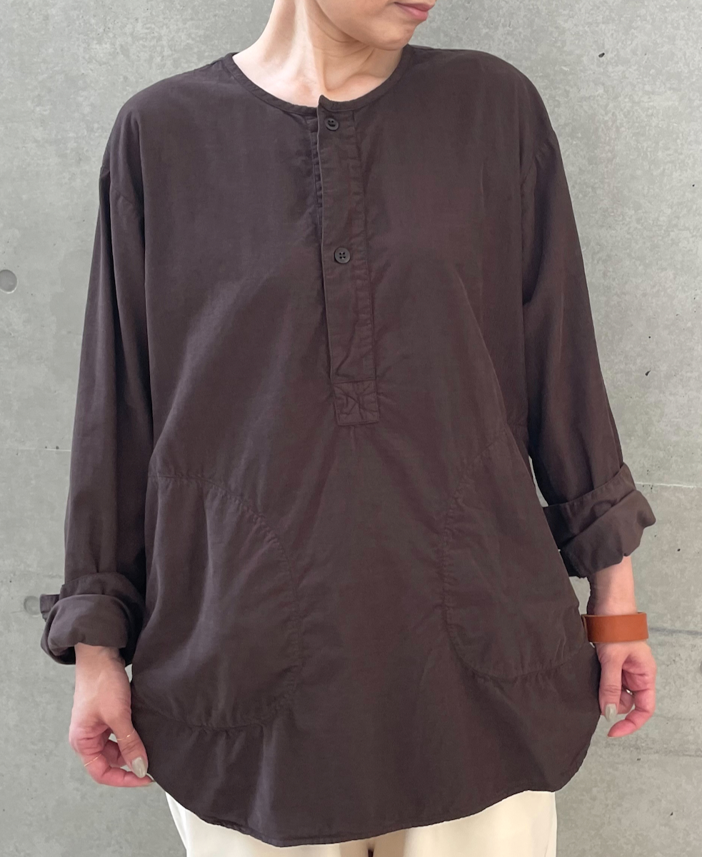 INHT2203CD (シャツ) 26WALES CORDUROY OVERDYE HENLY NECK SHIRT