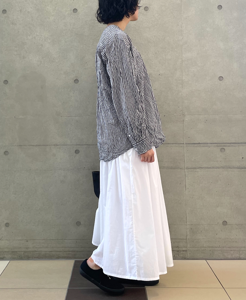 NVL2311GCW (シャツ) POPLIN CHECK CREW-NECK L/SL OVERSIZED SHIRT