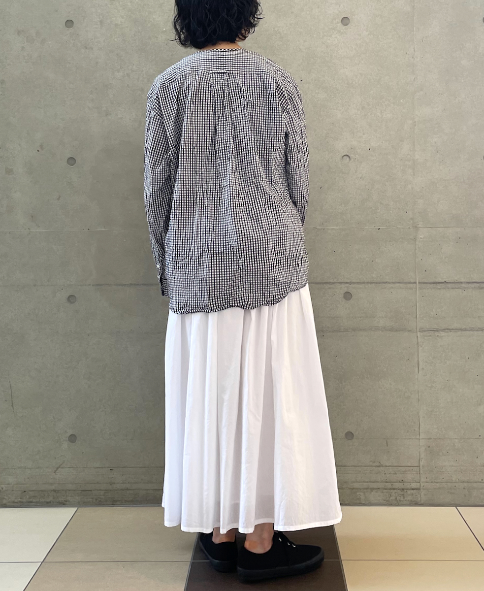 NVL2311GCW (シャツ) POPLIN CHECK CREW-NECK L/SL OVERSIZED SHIRT