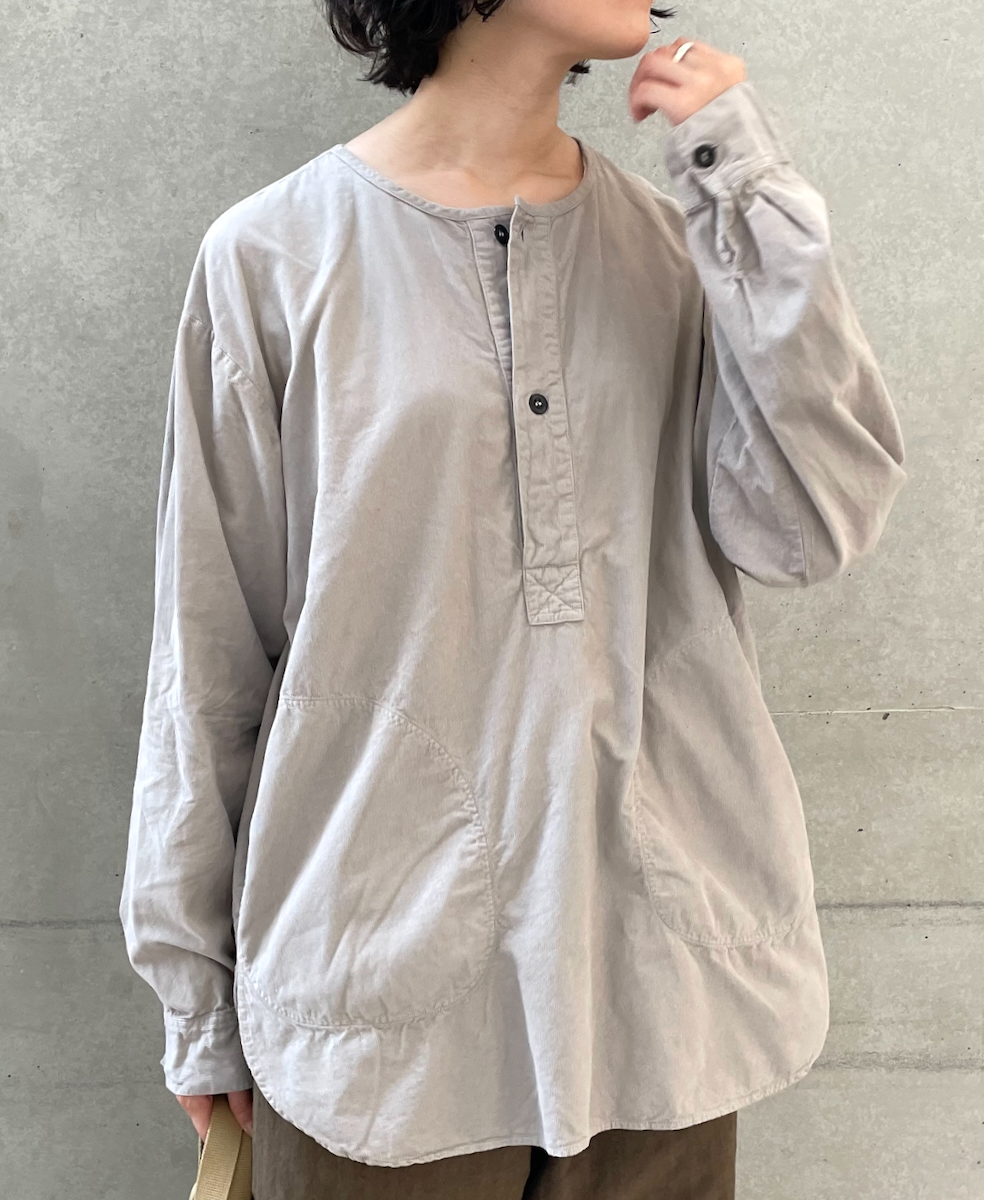 INHT2203CD (シャツ) 26WALES CORDUROY OVERDYE HENLY NECK SHIRT