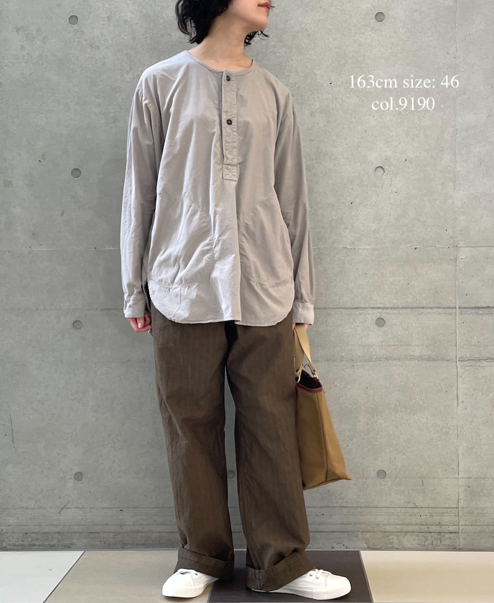 INHT2203CD (シャツ) 26WALES CORDUROY OVERDYE HENLY NECK SHIRT
