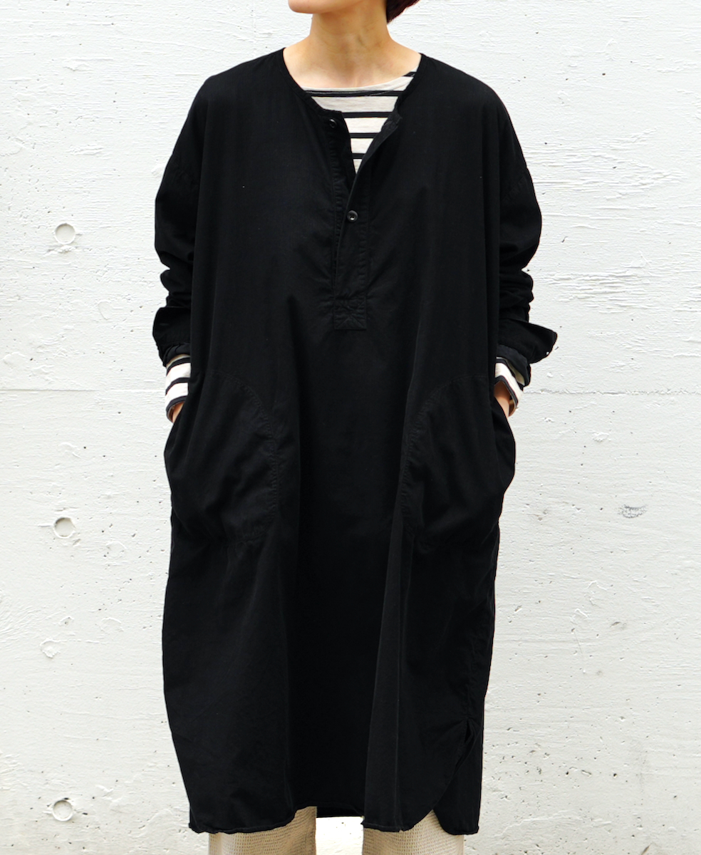 INHT2301CD (ロングシャツ) 26WALES CORDUROY OVERDYE HENLY NECK LONG SHIRT