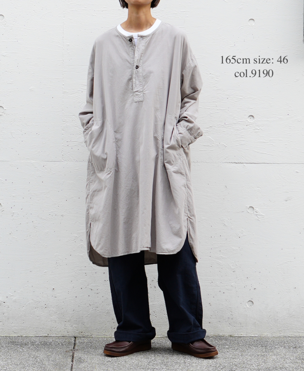 INHT2301CD (ロングシャツ) 26WALES CORDUROY OVERDYE HENLY NECK LONG SHIRT