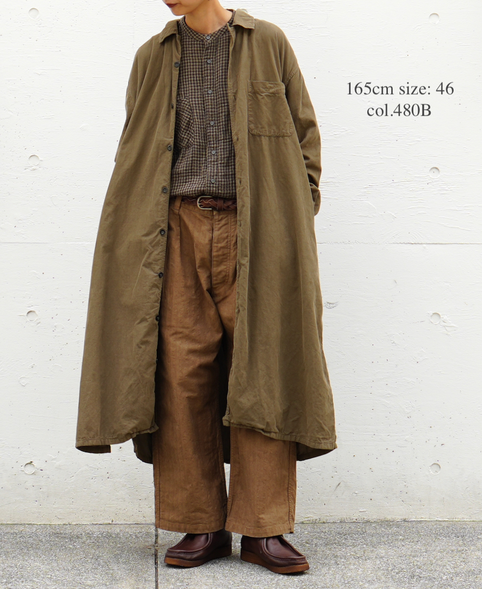 INHT2202CD (ロングシャツ) 26 WALES CORDUROY OVERDYE ONE-UP COLLAR LONG SHIRT