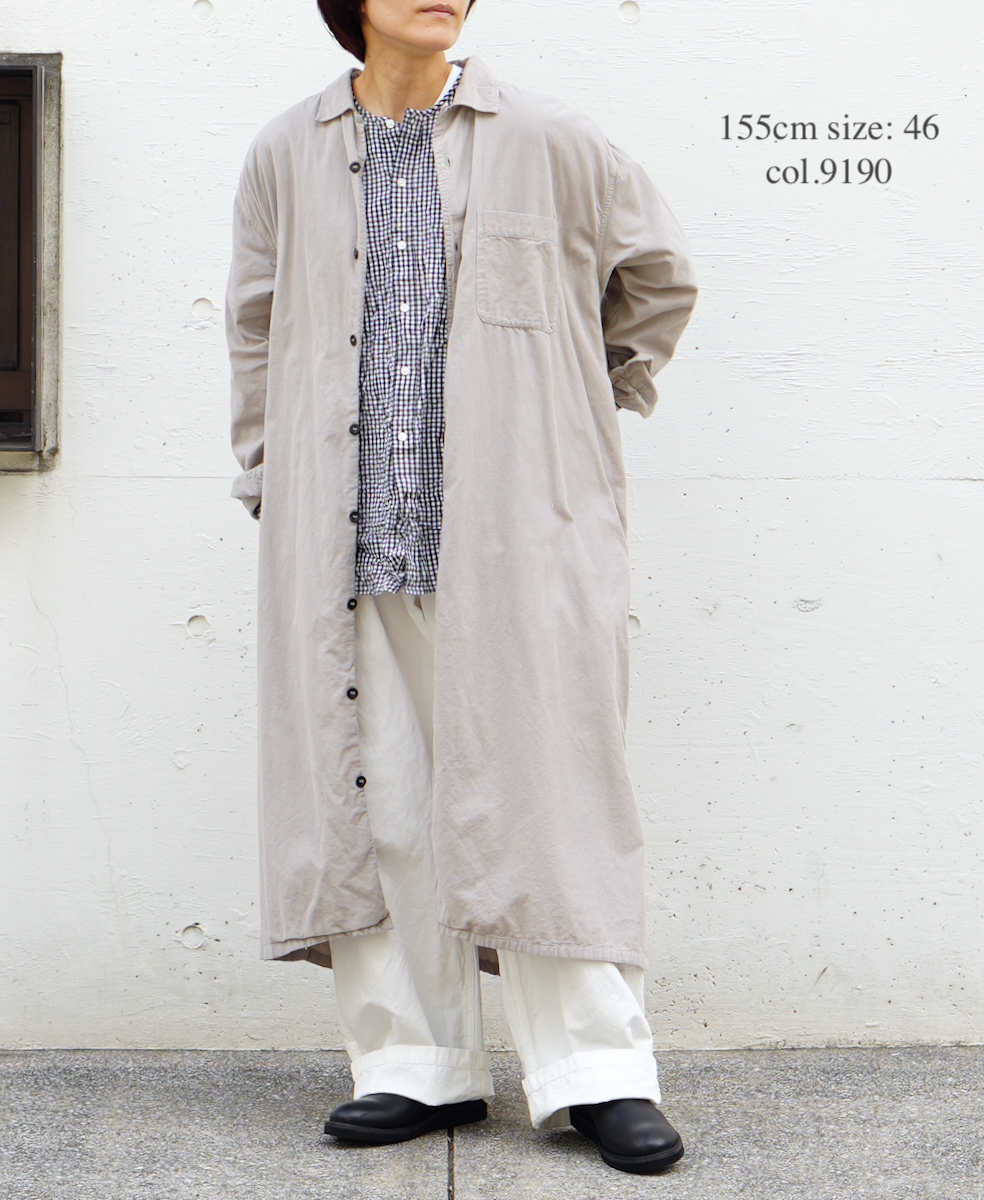 INHT2202CD (ロングシャツ) 26 WALES CORDUROY OVERDYE ONE-UP COLLAR LONG SHIRT
