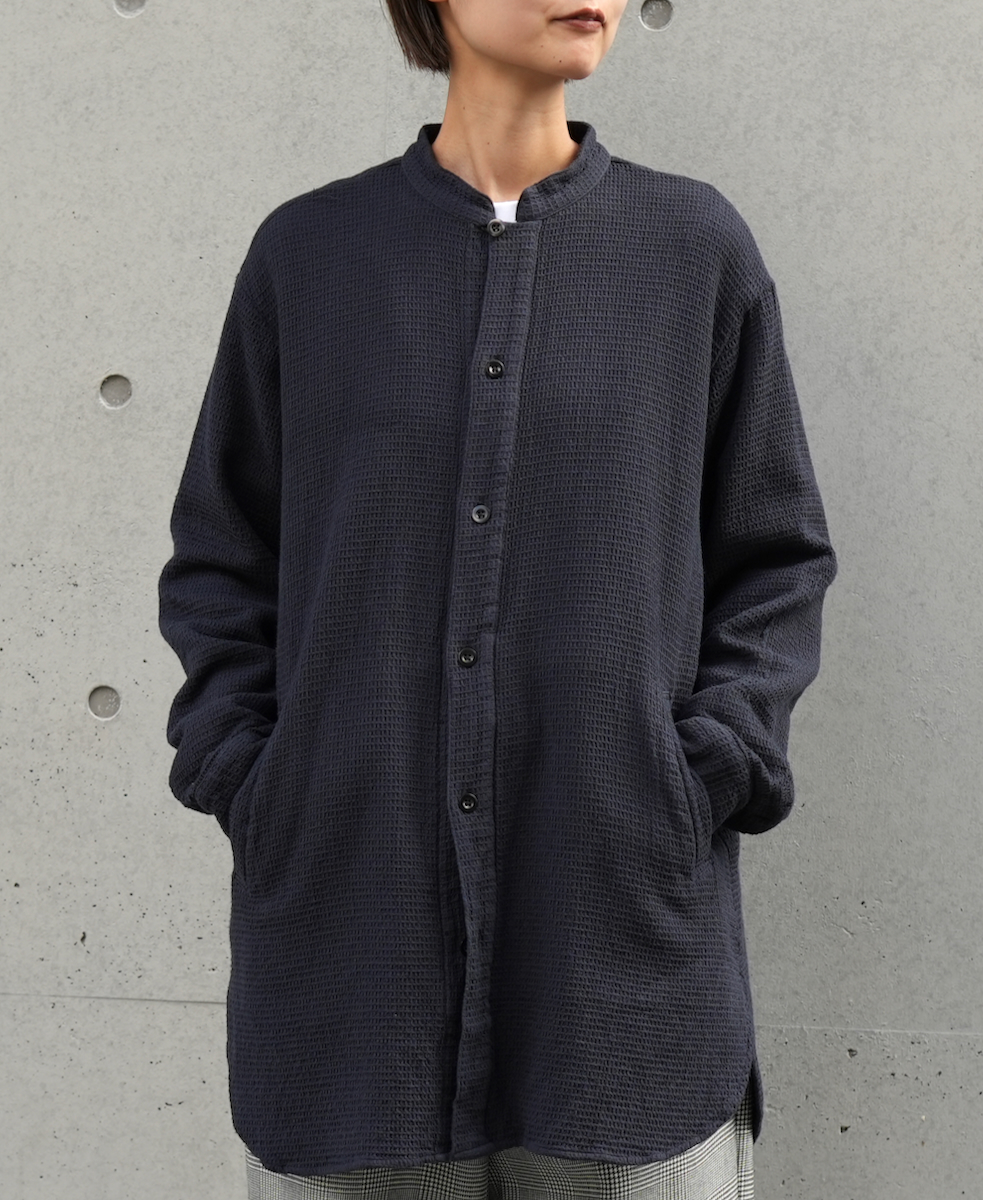 INHT2362WPD (シャツ) WAFFLE PLAIN OVERDYE STAND COLLAR SHIRTS