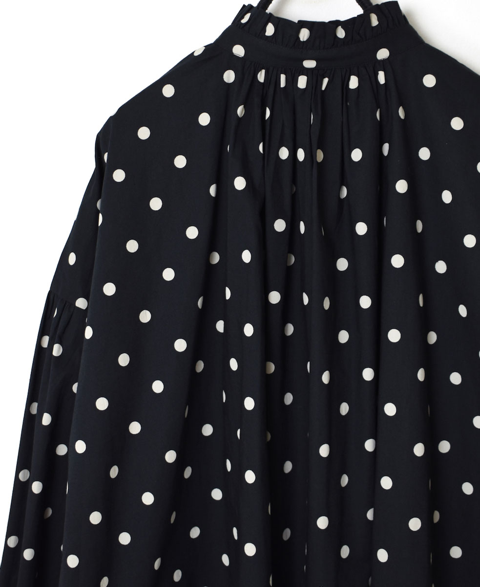 NSL22531 (シャツ) 40'S POPLIN DOT PRINT FRILL COLLAR SHIRT