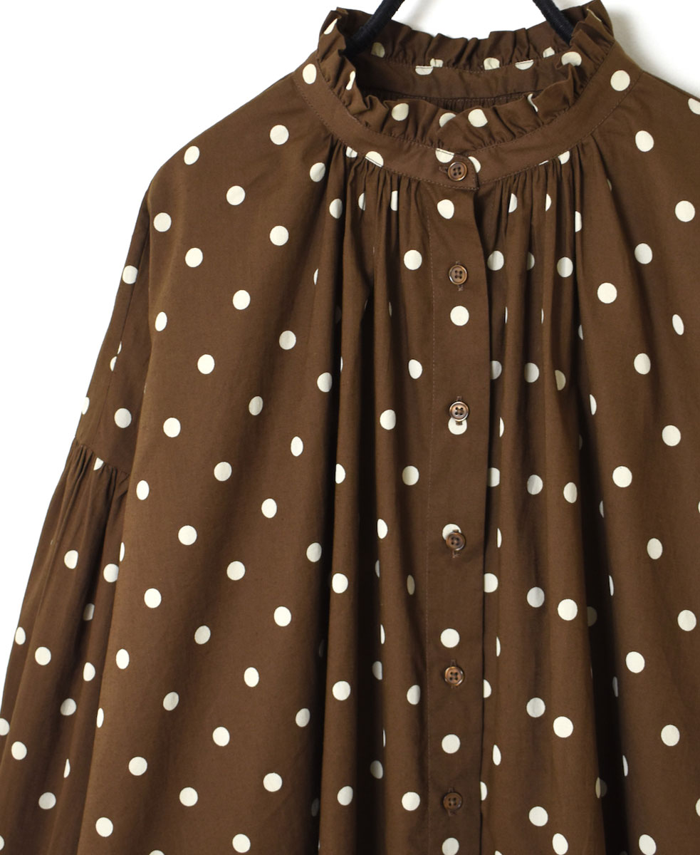 NSL22531 (シャツ) 40'S POPLIN DOT PRINT FRILL COLLAR SHIRT