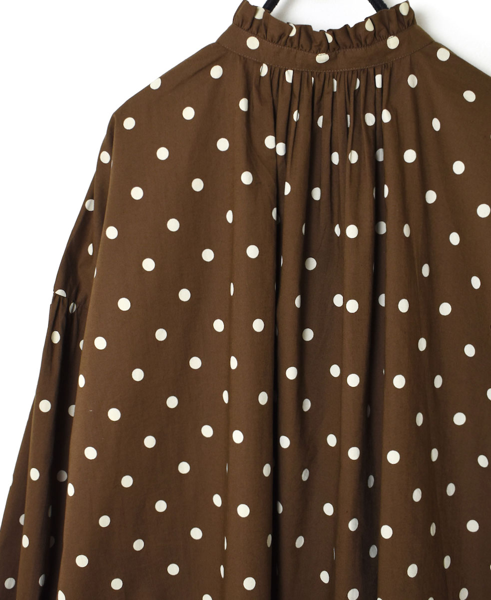 NSL22531 (シャツ) 40'S POPLIN DOT PRINT FRILL COLLAR SHIRT