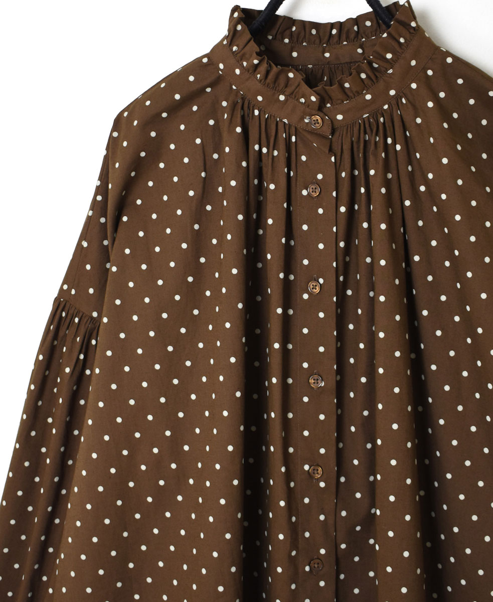 NSL22531 (シャツ) 40'S POPLIN DOT PRINT FRILL COLLAR SHIRT