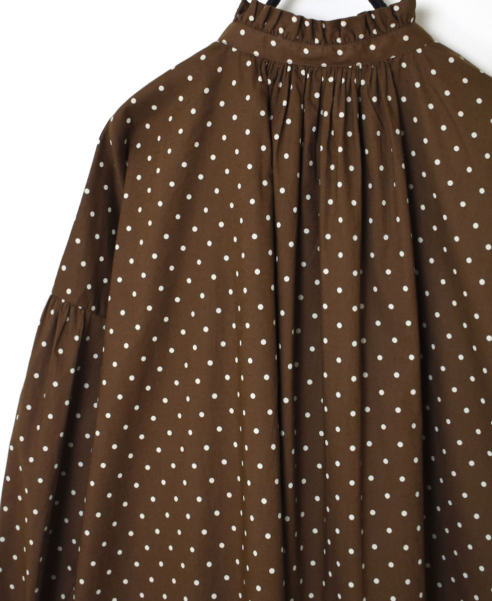 NSL22531 (シャツ) 40'S POPLIN DOT PRINT FRILL COLLAR SHIRT