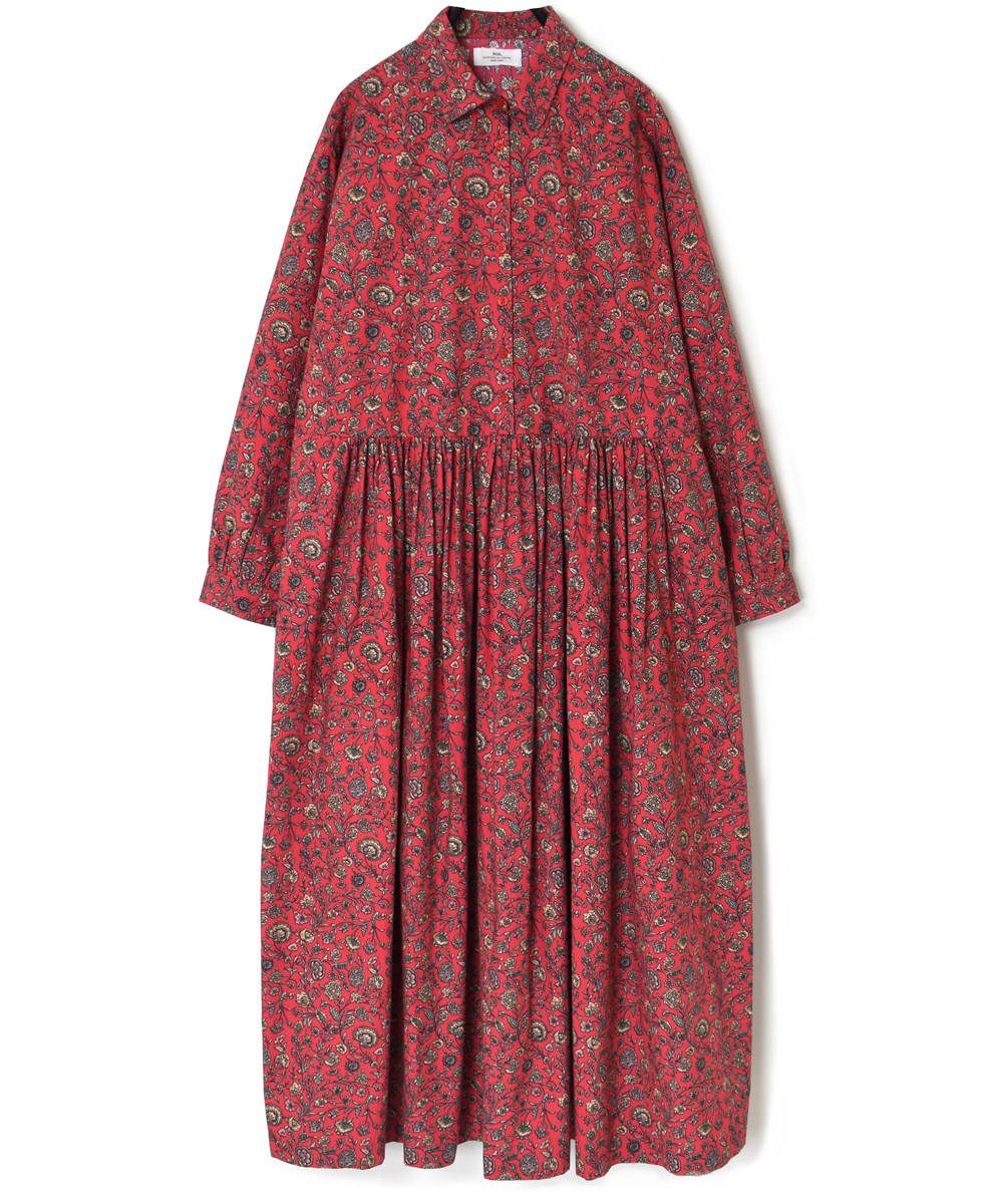 NSL23532 (ワンピース) 40’S POPLIN FLOWER PRINT REGULAR COLLAR DRESS