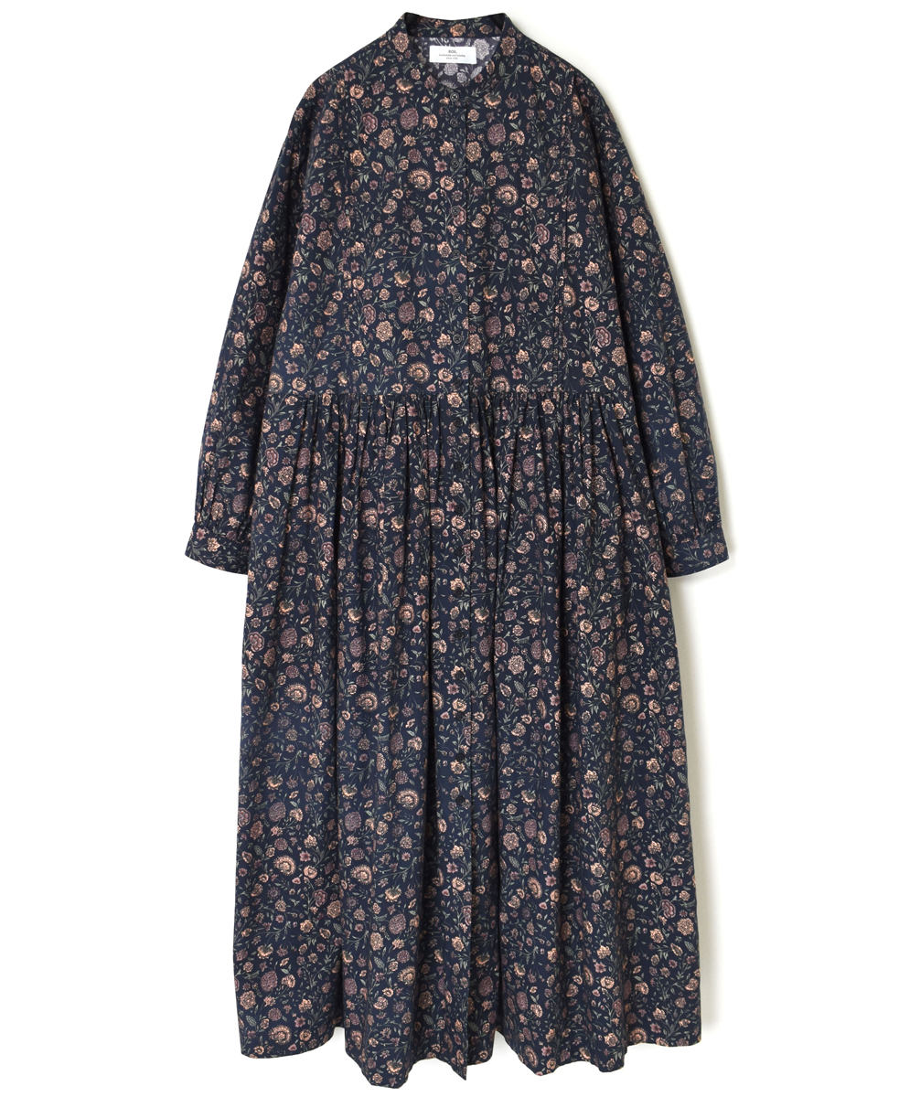 NSL22542 (ワンピース) 40’S POPLIN FLOWER PRINT BANDED COLLAR DRESS