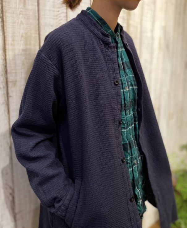 INHT2362WPD (シャツ) WAFFLE PLAIN OVERDYE STAND COLLAR SHIRTS