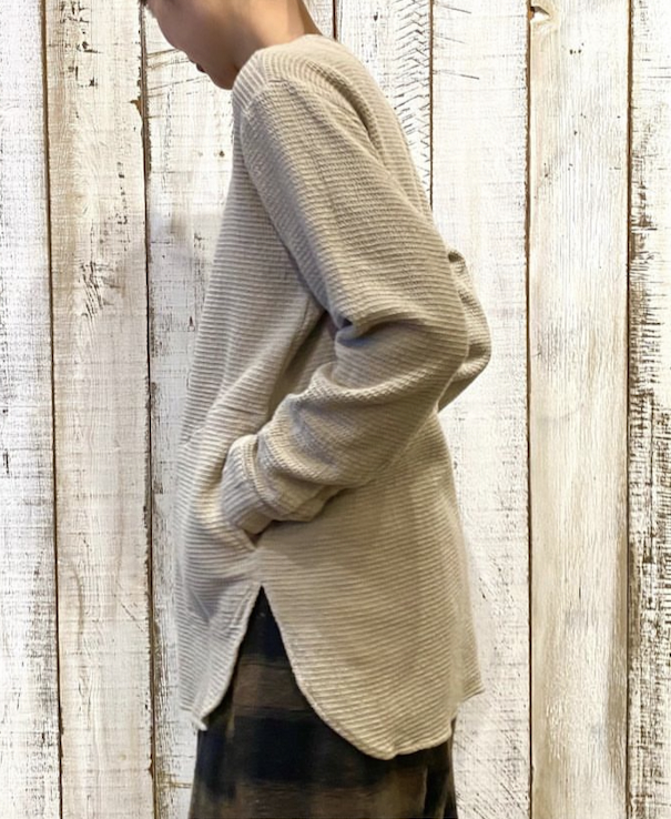 INHT2203WPD (シャツ) WAFFLE PLAIN OVERDYE HENLY NECK SHIRT