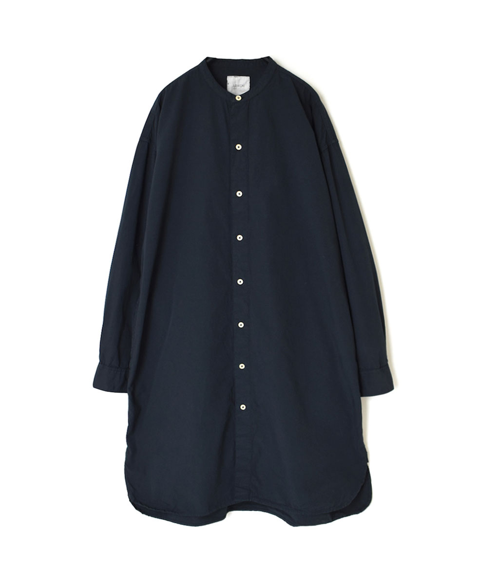 INAM1902PD (ロングシャツ) 40'S POPLIN OVER DYED BANDED COLLAR LONG ...