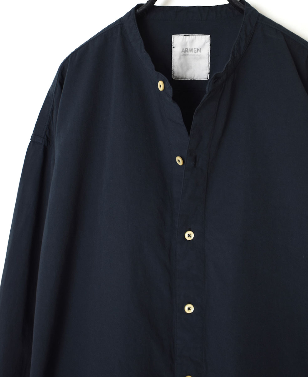 INAM1902PD (ロングシャツ) 40'S POPLIN  OVER DYED BANDED COLLAR LONG SHIRT