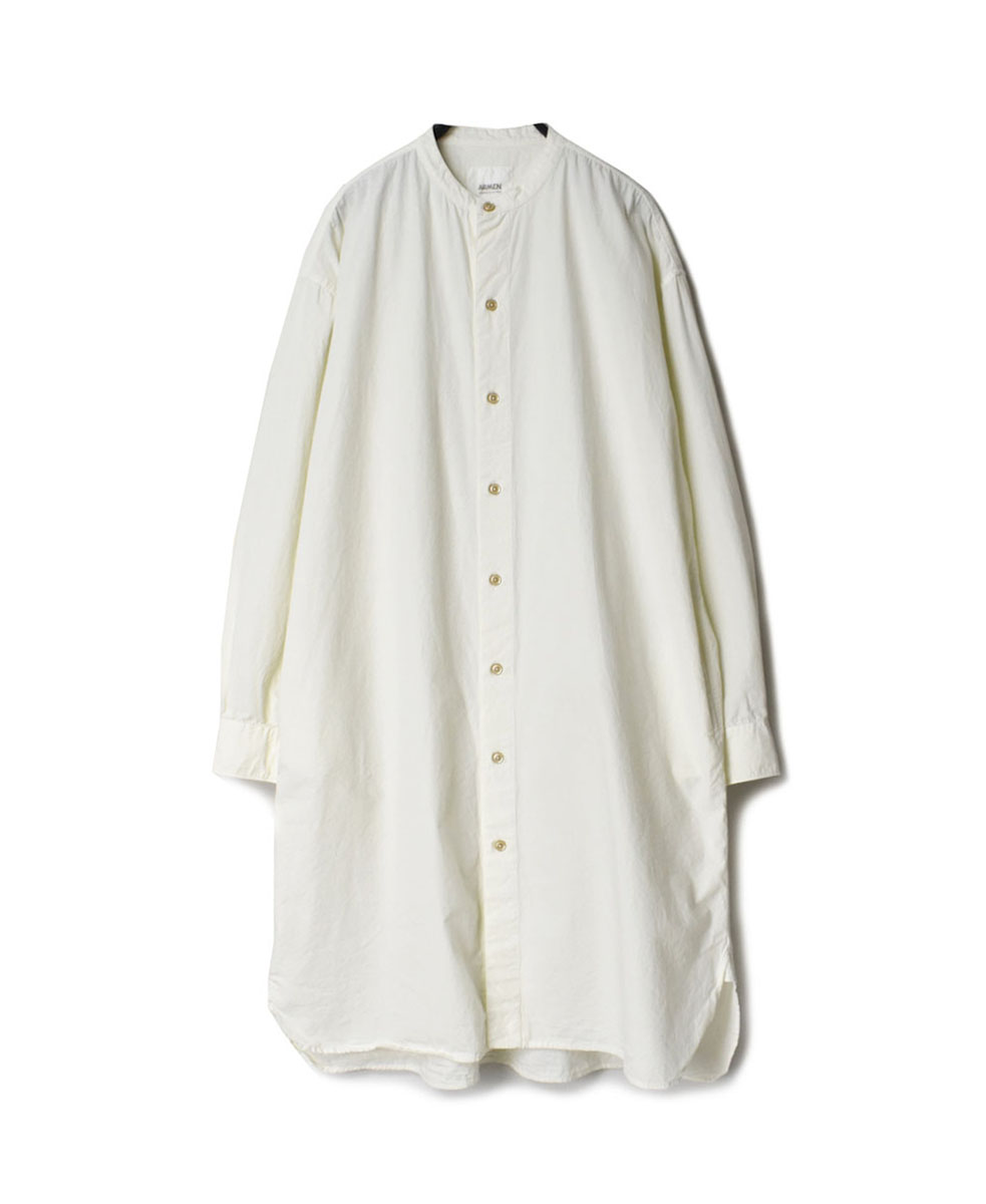 INAM1902PD (ロングシャツ) 40'S POPLIN  OVER DYED BANDED COLLAR LONG SHIRT