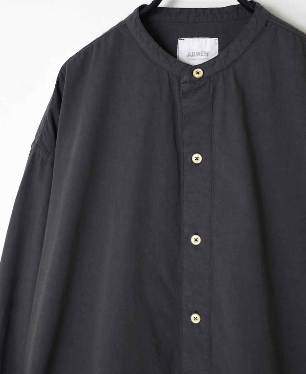 INAM1902PD (ロングシャツ) 40'S POPLIN  OVER DYED BANDED COLLAR LONG SHIRT