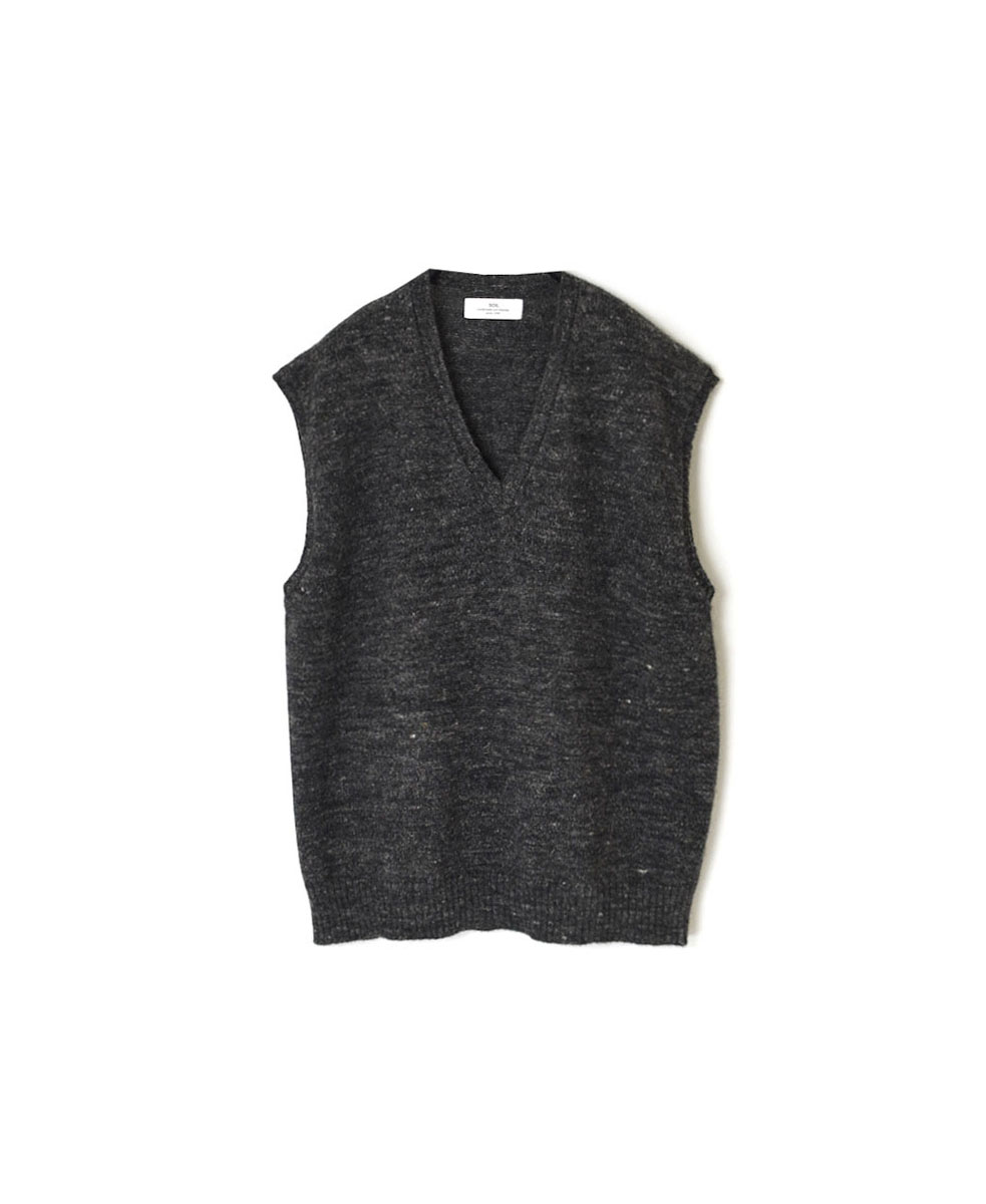GNSL23811 (ベスト) 7GG 1PLY SHETLAND WOOL LINEN V-NECK VEST