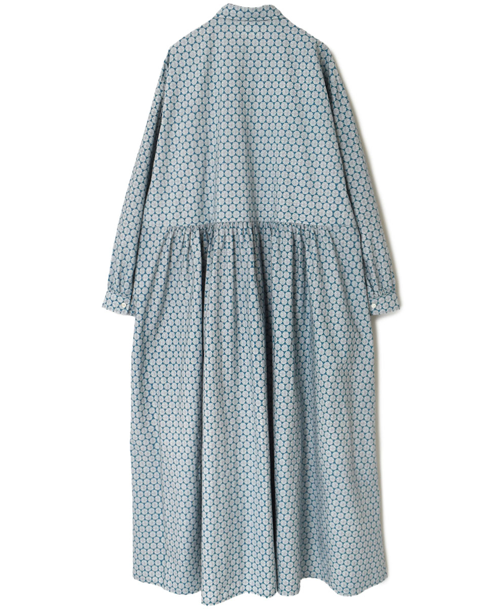 INSL23724 (ワンピース) 60'S POPLIN FLOWER PRINT REGULAR COLLAR DRESS