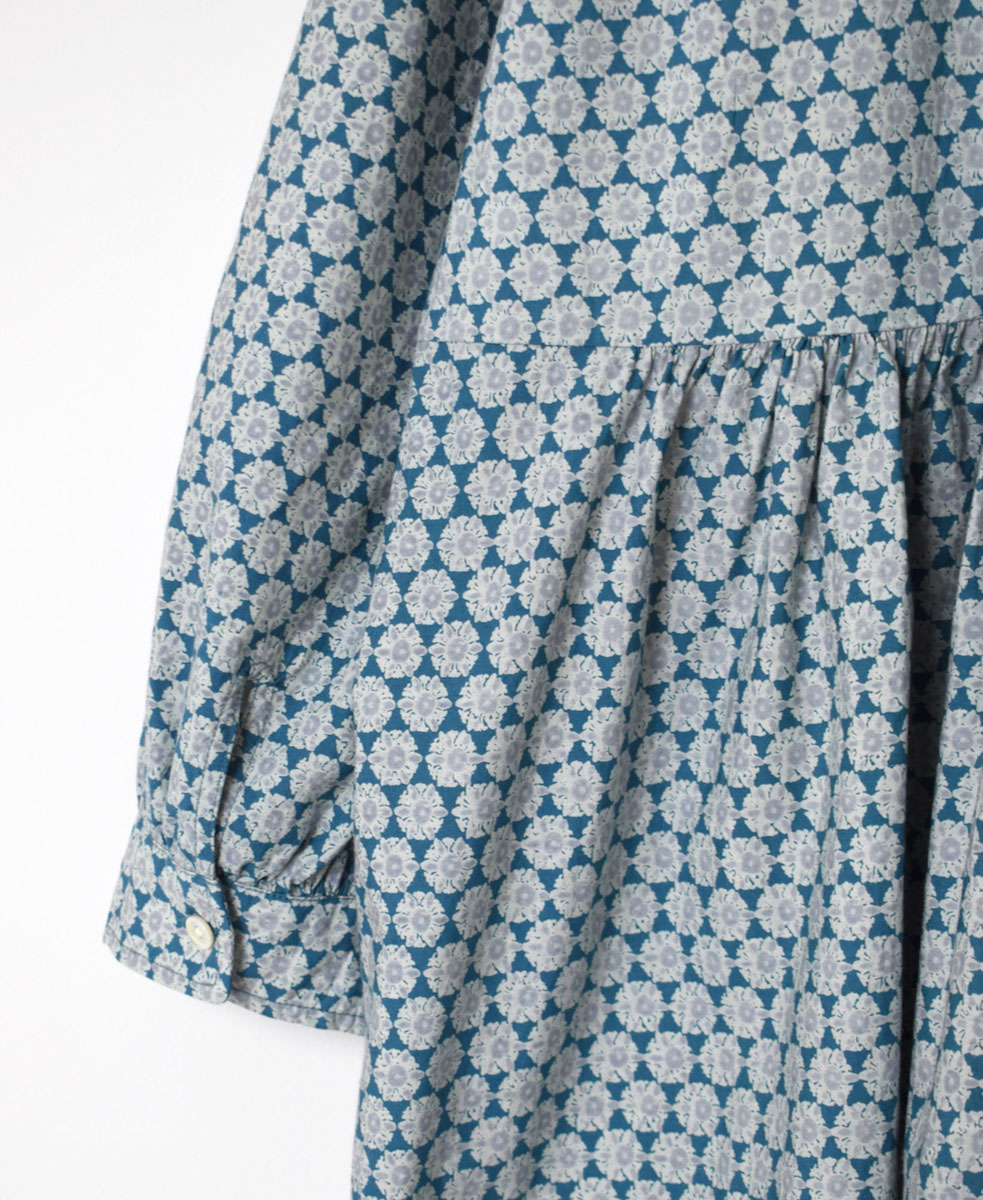 INSL23724 (ワンピース) 60'S POPLIN FLOWER PRINT REGULAR COLLAR DRESS