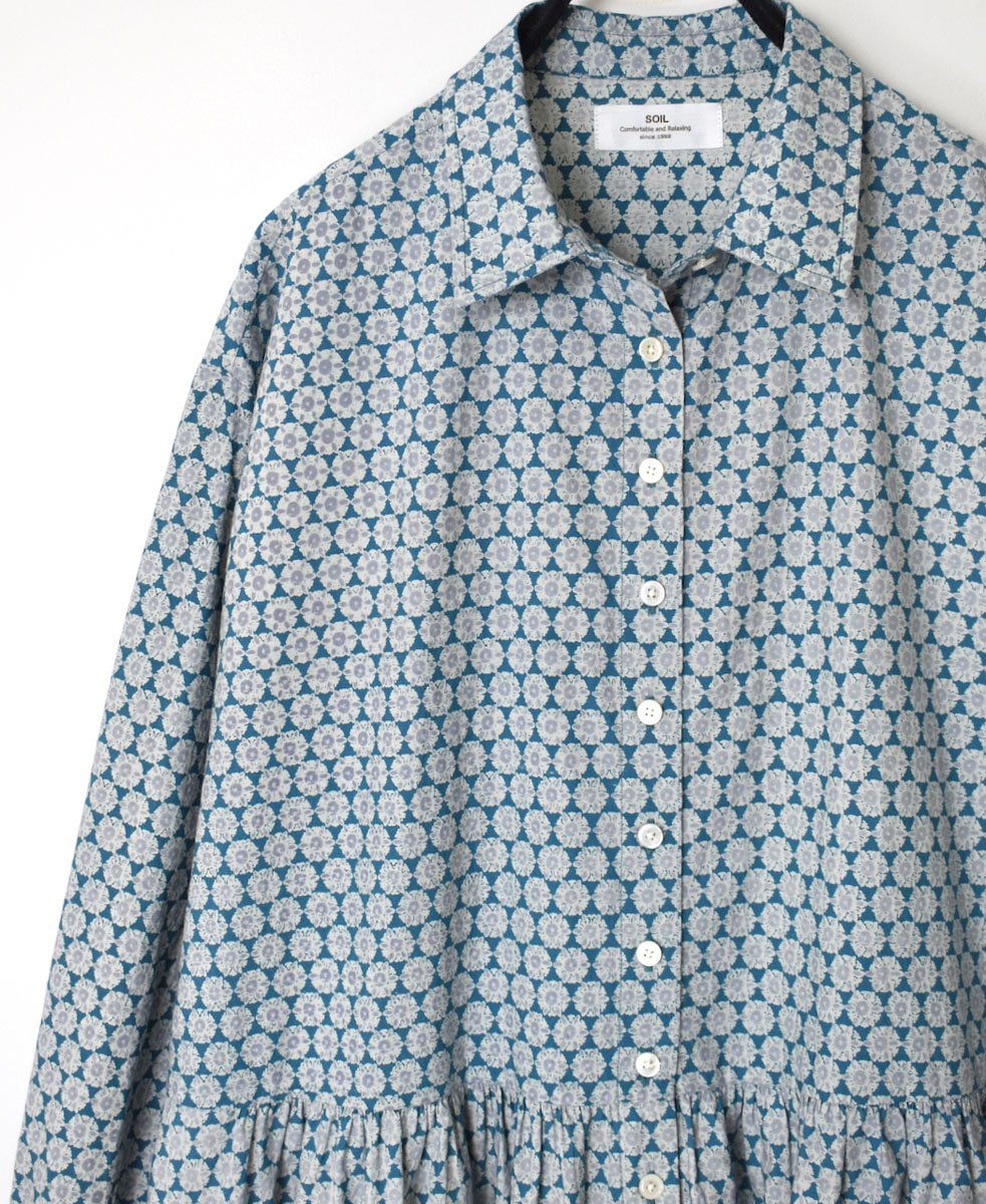 INSL23724 (ワンピース) 60'S POPLIN FLOWER PRINT REGULAR COLLAR DRESS