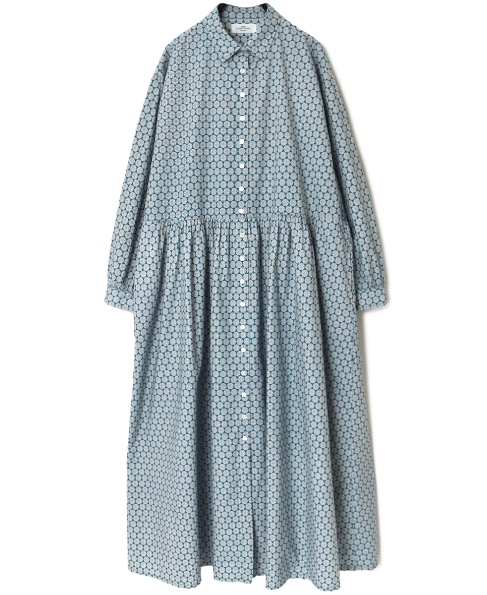 INSL23724 (ワンピース) 60’S POPLIN FLOWER PRINT REGULAR COLLAR DRESS