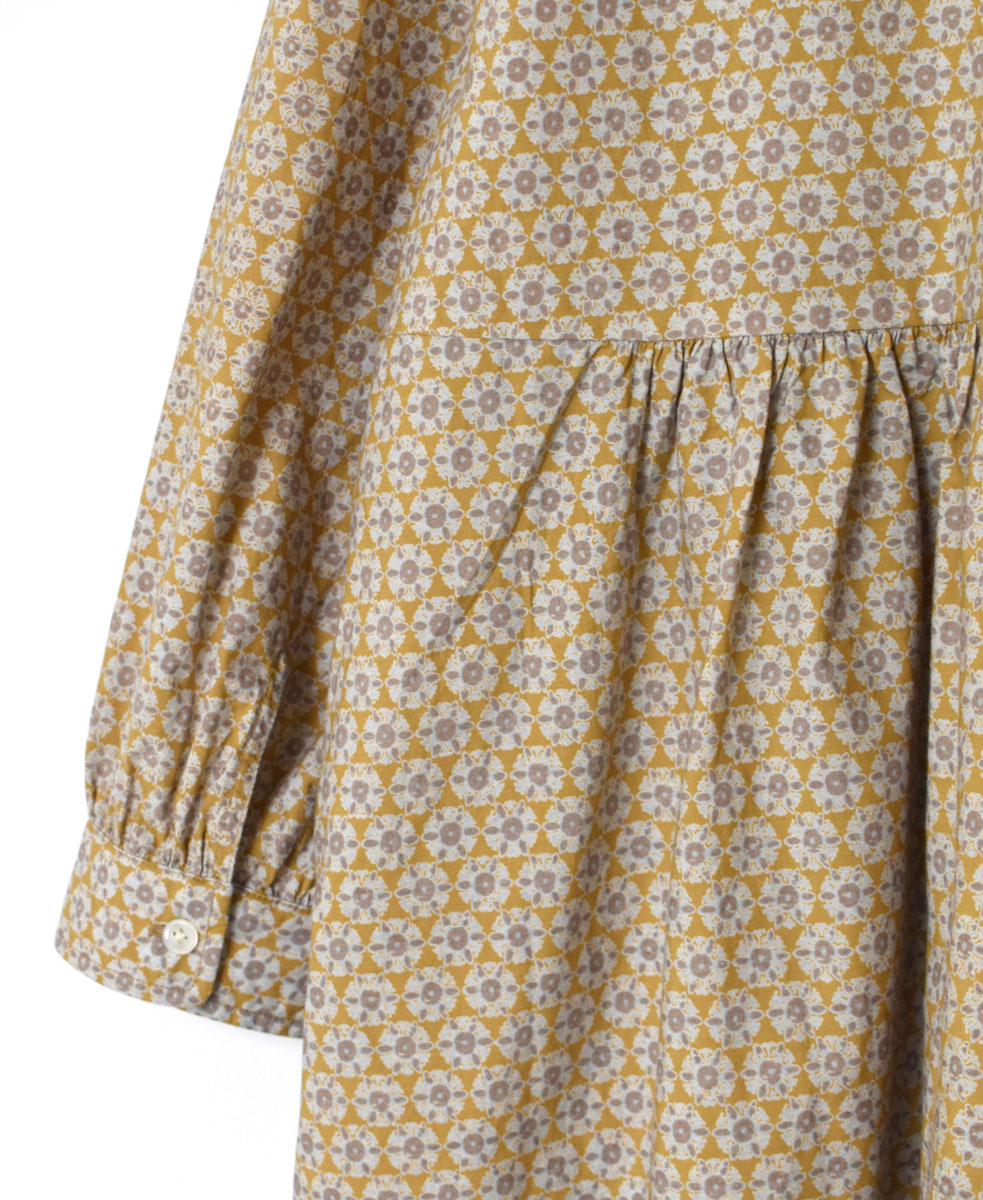 INSL23724 (ワンピース) 60'S POPLIN FLOWER PRINT REGULAR COLLAR DRESS