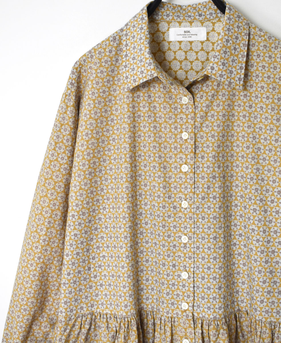INSL23724 (ワンピース) 60'S POPLIN FLOWER PRINT REGULAR COLLAR DRESS