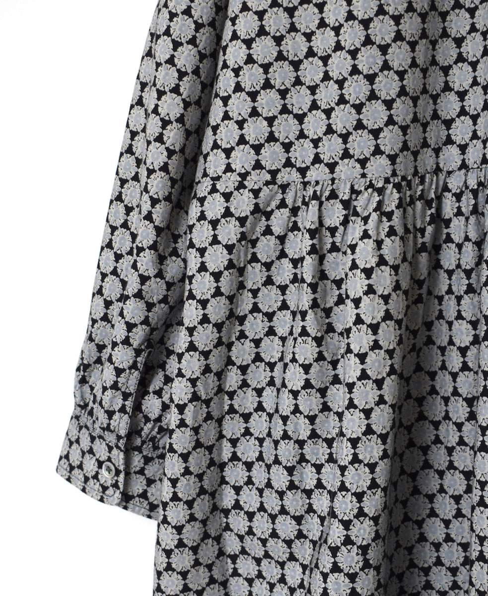 INSL23724 (ワンピース) 60'S POPLIN FLOWER PRINT REGULAR COLLAR DRESS