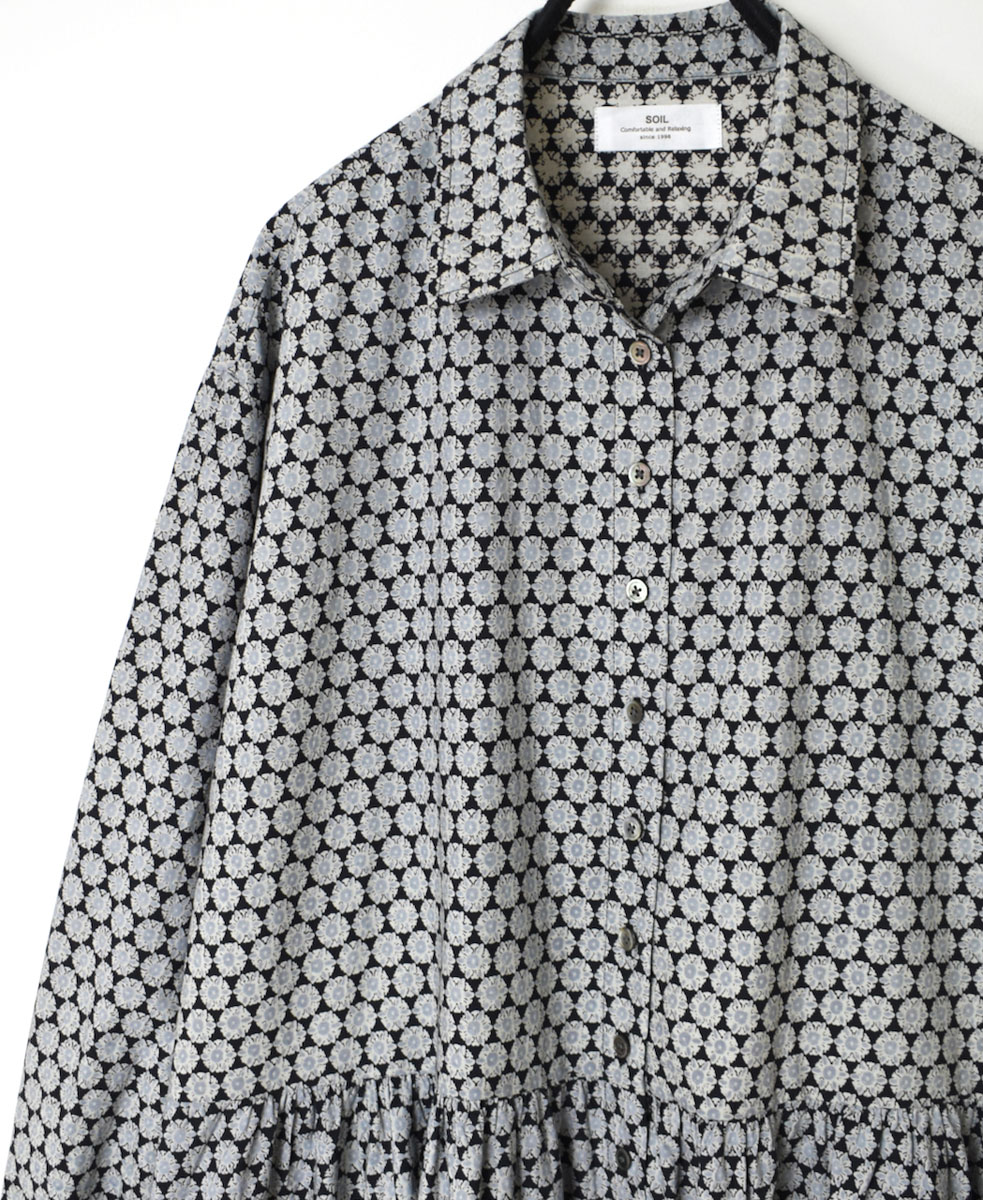 INSL23724 (ワンピース) 60'S POPLIN FLOWER PRINT REGULAR COLLAR DRESS