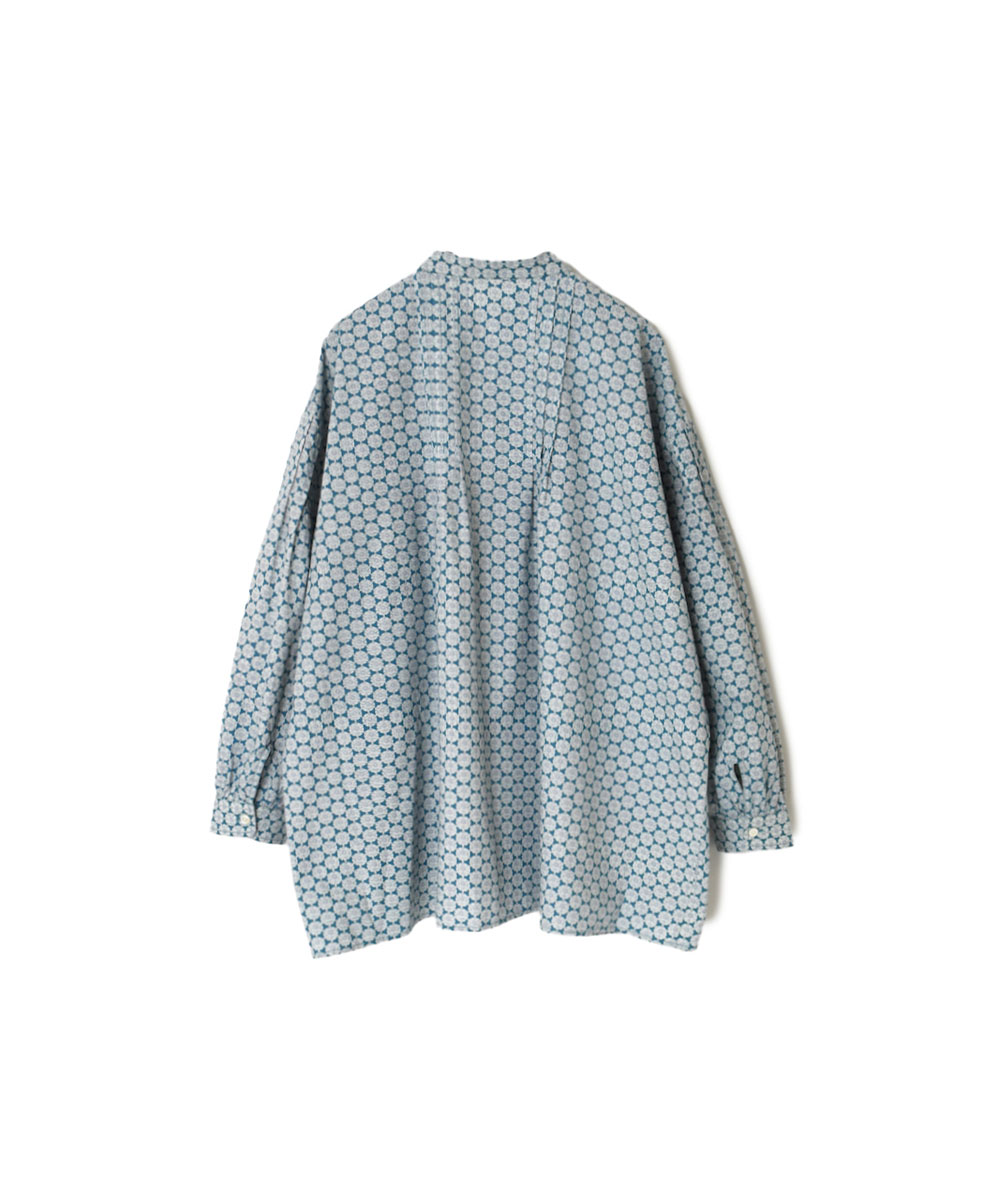 INSL23721 (シャツ) 60'S POPLIN FLOWER PRINT BANDED COLLAR PINTUCK SHIRT