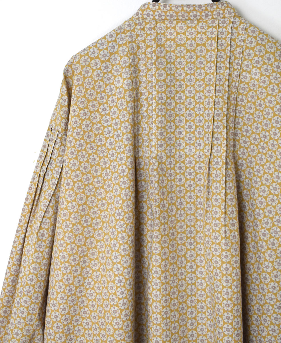 INSL23721 (シャツ) 60'S POPLIN FLOWER PRINT BANDED COLLAR PINTUCK SHIRT