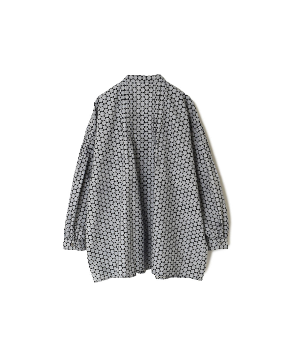 INSL23721 (シャツ) 60'S POPLIN FLOWER PRINT BANDED COLLAR PINTUCK SHIRT